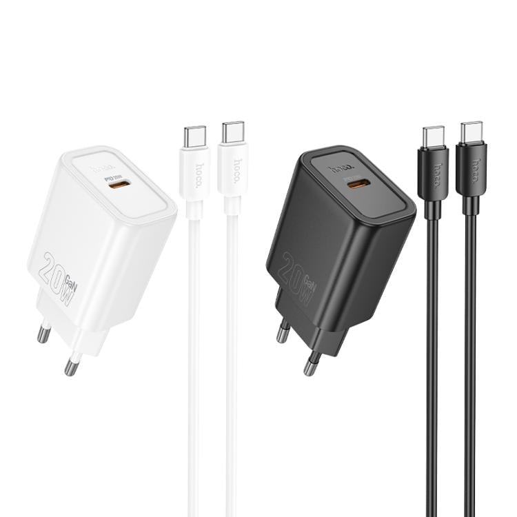 hoco N60 PD20W Type-C Charger Set with 1m Type-C to Type-C Cable, Specification:EU Plug(White) - USB Charger by hoco | Online Shopping UK | buy2fix