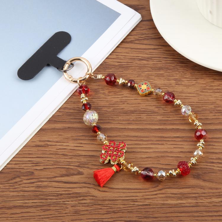 True Lover Knot Bead Chain Anti-Lost Phone Short Lanyard(Red) - Lanyards & Wrist Straps by buy2fix | Online Shopping UK | buy2fix