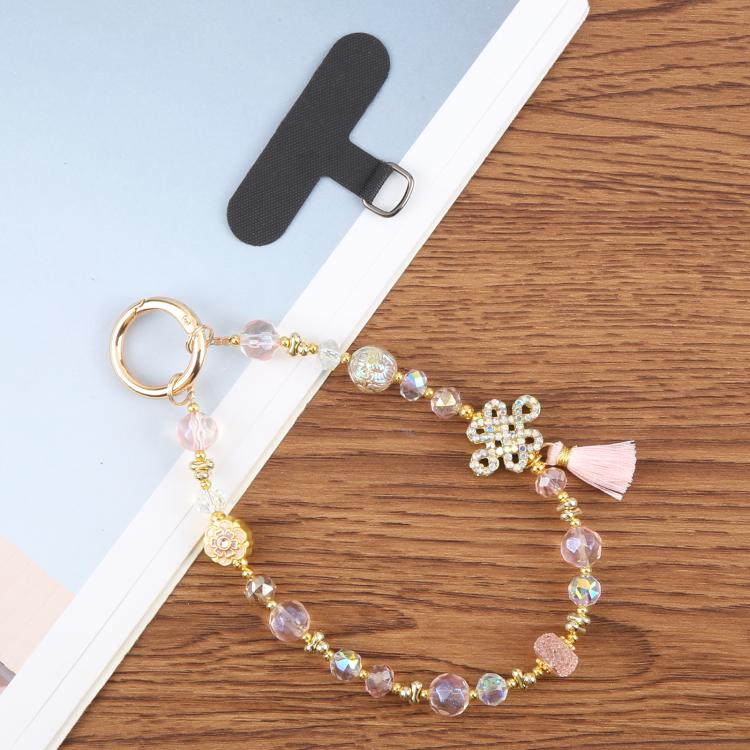 True Lover Knot Bead Chain Anti-Lost Phone Short Lanyard(Pink) - Lanyards & Wrist Straps by buy2fix | Online Shopping UK | buy2fix