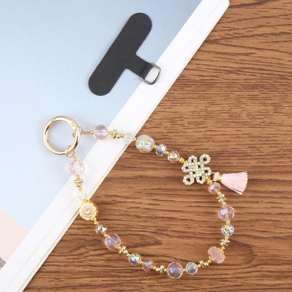 True Lover Knot Bead Chain Anti-Lost Phone Short Lanyard(Pink) - Lanyards & Wrist Straps by buy2fix | Online Shopping UK | buy2fix