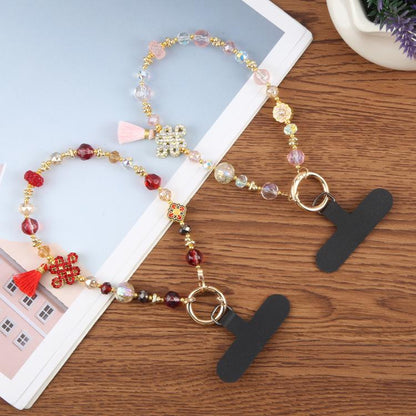 True Lover Knot Bead Chain Anti-Lost Phone Short Lanyard(Pink) - Lanyards & Wrist Straps by buy2fix | Online Shopping UK | buy2fix