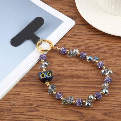 Cat Eye Bead Chain Anti-Lost Phone Short Lanyard(Purple) - Lanyards & Wrist Straps by buy2fix | Online Shopping UK | buy2fix