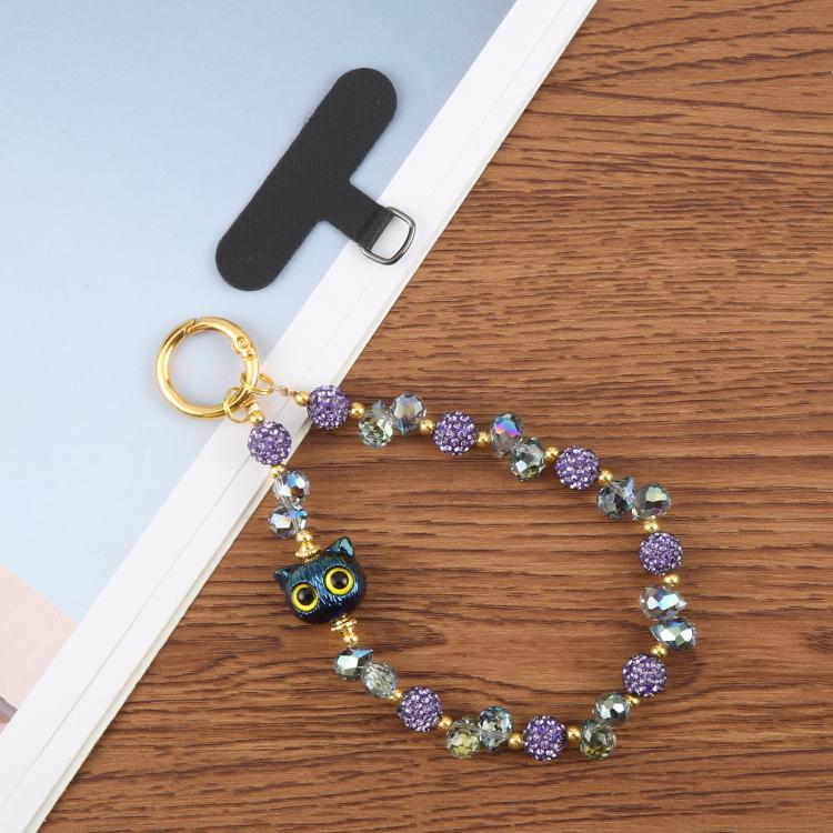 Cat Eye Bead Chain Anti-Lost Phone Short Lanyard(Gold) - Lanyards & Wrist Straps by buy2fix | Online Shopping UK | buy2fix