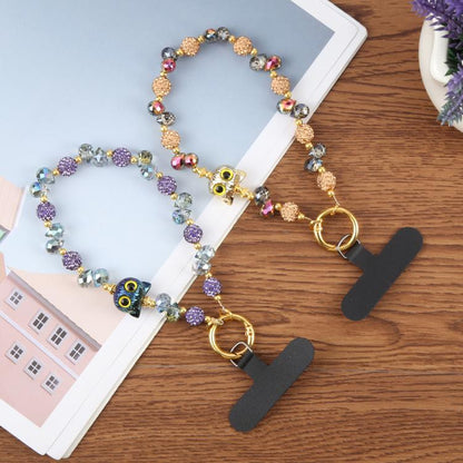 Cat Eye Bead Chain Anti-Lost Phone Short Lanyard(Gold) - Lanyards & Wrist Straps by buy2fix | Online Shopping UK | buy2fix