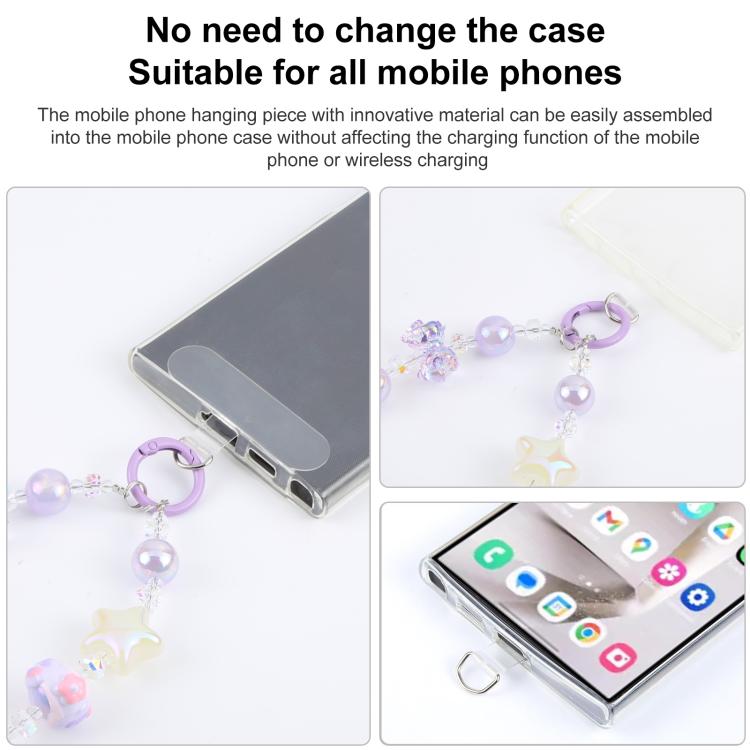 Spiral Bead Chain Phone Anti-lost Short Lanyard(Purple) - Lanyards & Wrist Straps by buy2fix | Online Shopping UK | buy2fix