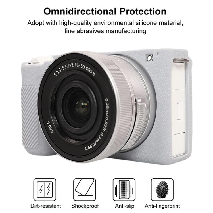 For Sony ZV-E10 II / ZV-E10M2 Litchi Texture Soft Silicone Protective Case(Grey) - Protective Case by buy2fix | Online Shopping UK | buy2fix