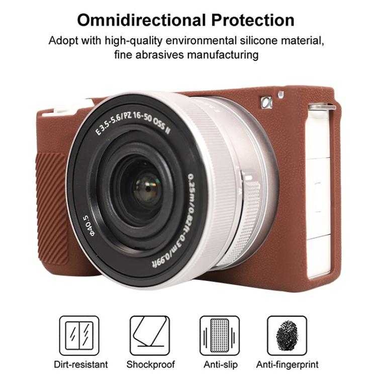 For Sony ZV-E10 II / ZV-E10M2 Litchi Texture Soft Silicone Protective Case(Coffee) - Protective Case by buy2fix | Online Shopping UK | buy2fix