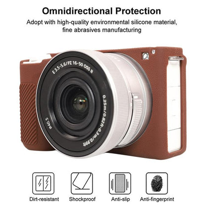 For Sony ZV-E10 II / ZV-E10M2 Litchi Texture Soft Silicone Protective Case(Coffee) - Protective Case by buy2fix | Online Shopping UK | buy2fix