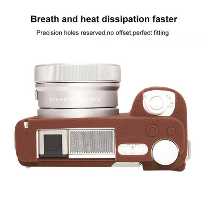 For Sony ZV-E10 II / ZV-E10M2 Litchi Texture Soft Silicone Protective Case(Coffee) - Protective Case by buy2fix | Online Shopping UK | buy2fix