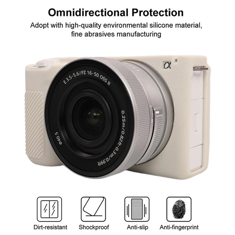 For Sony ZV-E10 II / ZV-E10M2 Litchi Texture Soft Silicone Protective Case(Beige) - Protective Case by buy2fix | Online Shopping UK | buy2fix