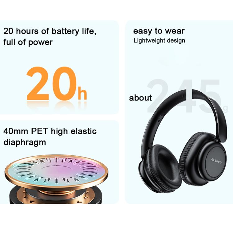 awei A996 Pro Wireless Bluetooth / AUX  V5.3 ANC Headphones(Black) - Headset & Headphone by awei | Online Shopping UK | buy2fix