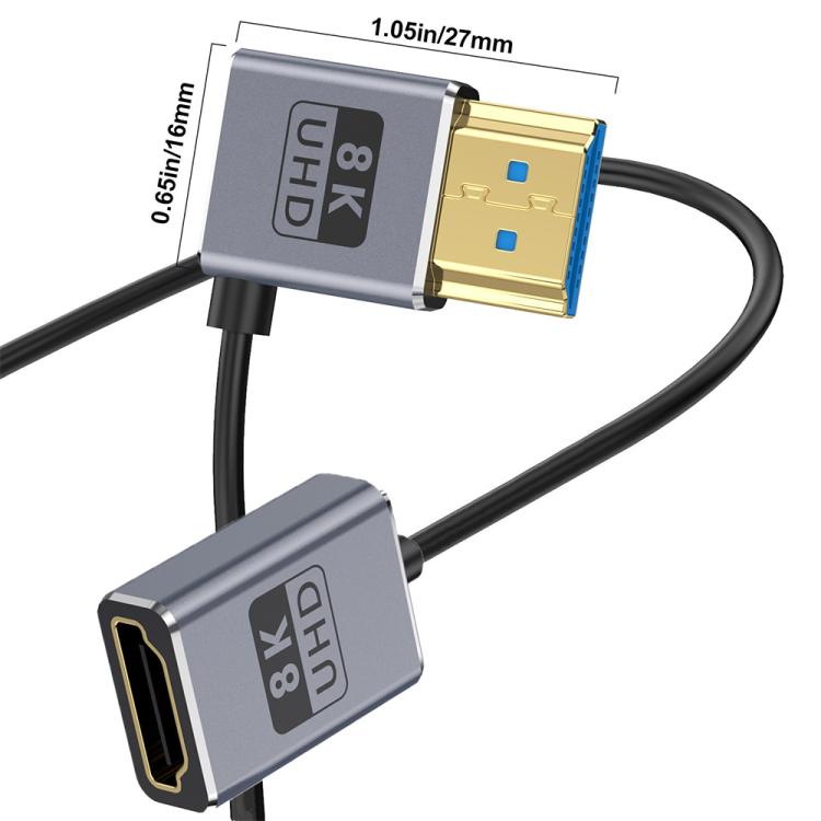 0.7m Coiled Coaxial 8K 48Gbps HDMI 2.1 Cable, Port:Male to Female Right Elbow - Cable by buy2fix | Online Shopping UK | buy2fix