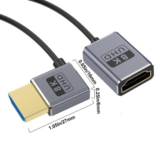 0.7m Coiled Coaxial 8K 48Gbps HDMI 2.1 Cable, Port:Male to Female Left Elbow - Cable by buy2fix | Online Shopping UK | buy2fix