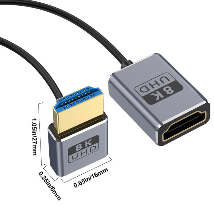 0.7m Coiled Coaxial 8K 48Gbps HDMI 2.1 Cable, Port:Male to Female Up Elbow - Cable by buy2fix | Online Shopping UK | buy2fix