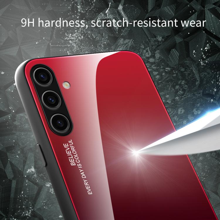 For Samsung Galaxy S25 5G Gradient Color Glass Phone Case(Yellow Pink) by buy2fix