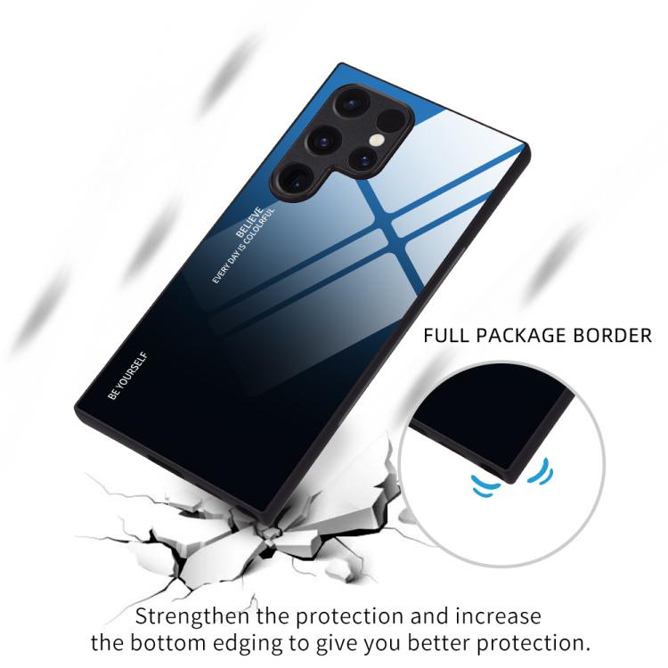 For Samsung Galaxy S25 Ultra 5G Gradient Color Glass Phone Case(Green Cyan) by buy2fix