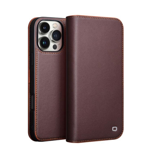 For iPhone 16 Pro QIALINO Classic Gen2 Genuine Leather Phone Case(Brown)