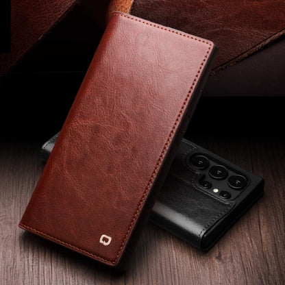 For Samsung Galaxy S25 Ultra 5G QIALINO Genuine Leather Phone Case(Brown) - Galaxy S25 Ultra 5G Cases by QIALINO | Online Shopping UK | buy2fix