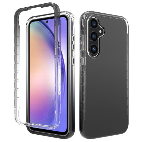 For Samsung Galaxy A55 5G Shockproof Clear Gradient PC + TPU Phone Case(Black)