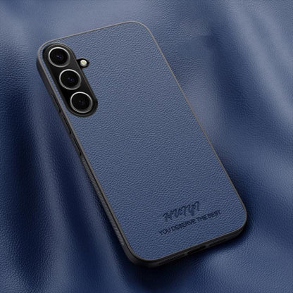 For Samsung Galaxy S25 5G HUIYI Leather Magnetic Phone Case(Blue) by buy2fix