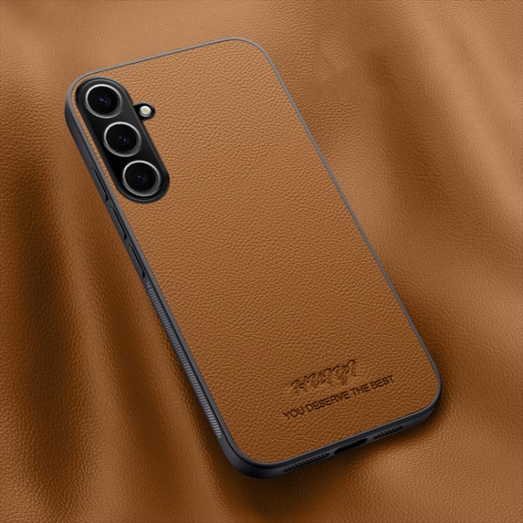 For Samsung Galaxy S25+ 5G HUIYI Leather Magnetic Phone Case(Brown) by buy2fix