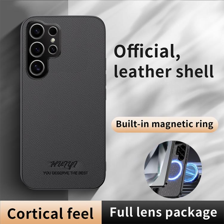 For Samsung Galaxy S25 Ultra 5G HUIYI Leather Magnetic Phone Case(Black) by buy2fix