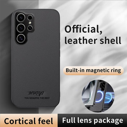 For Samsung Galaxy S25 Ultra 5G HUIYI Leather Magnetic Phone Case(Black) by buy2fix