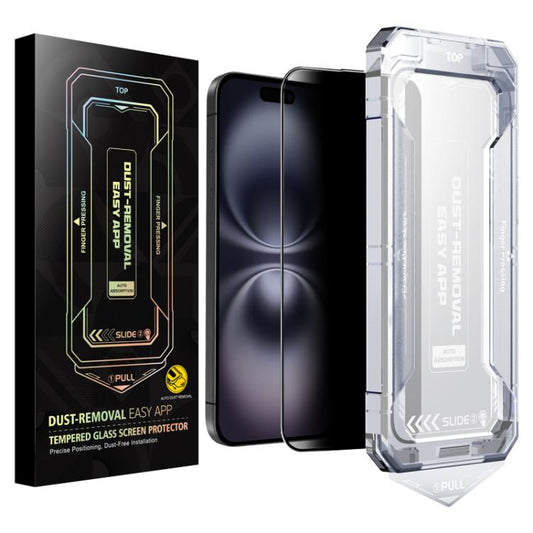 For iPhone 16 Plus / 15 Plus Easy Install Privacy Tempered Glass Film - iPhone 16 Plus Tempered Glass by buy2fix | Online Shopping UK | buy2fix