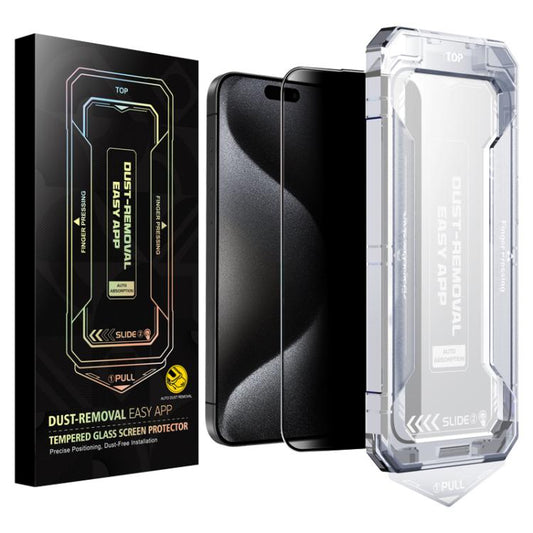 For iPhone 15 Pro Easy Install Privacy Tempered Glass Film - iPhone 15 Pro Tempered Glass by buy2fix | Online Shopping UK | buy2fix