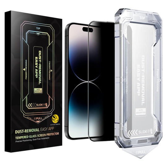 For iPhone 14 Pro Max Easy Install Privacy Tempered Glass Film