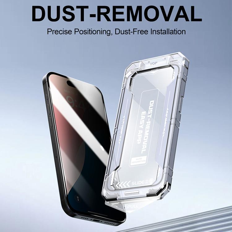 For iPhone 16 Plus / 15 Plus Easy Install Privacy Tempered Glass Film - iPhone 16 Plus Tempered Glass by buy2fix | Online Shopping UK | buy2fix