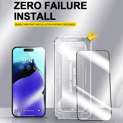 For iPhone 16 / 15 Easy Install HD Tempered Glass Film - iPhone 16 Tempered Glass by buy2fix | Online Shopping UK | buy2fix