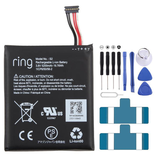 For Ring Video Doorbell Ring S2 5200mAh Battery Replacement