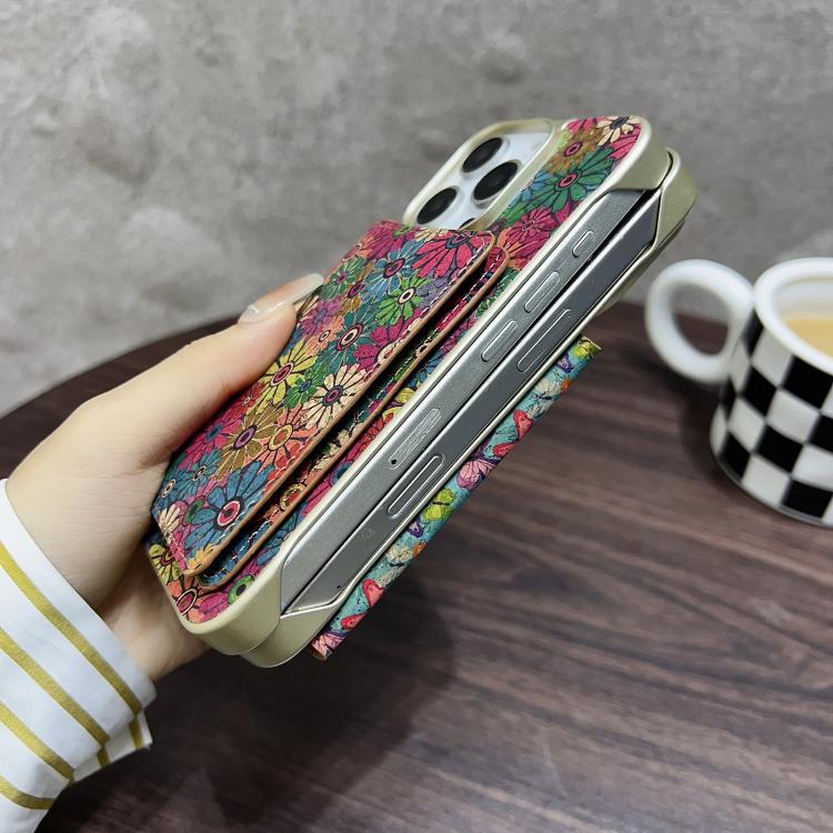 For iPhone 15 Pro Max Denior D24 Paint MagSafe Card Slot Phone Case(Blue Butterflies) - iPhone 15 Pro Max Cases by Denior | Online Shopping UK | buy2fix