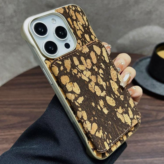 For iPhone 15 Pro Denior D24 Paint MagSafe Card Slot Phone Case(Black Grain) - iPhone 15 Pro Cases by Denior | Online Shopping UK | buy2fix