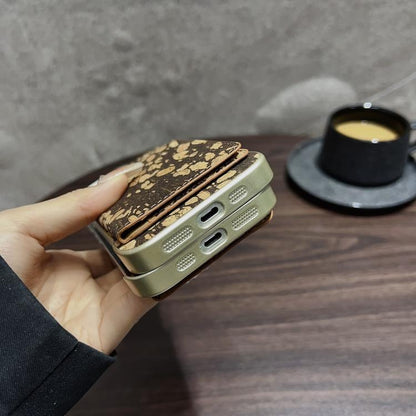 For iPhone 15 Pro Max Denior D24 Paint MagSafe Card Slot Phone Case(Black Grain) - iPhone 15 Pro Max Cases by Denior | Online Shopping UK | buy2fix