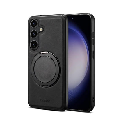 For Samsung Galaxy S25 5G Denior A14 Skin Feel Rotating Holder MagSafe Phone Case(Black) - Galaxy S25 5G Cases by Denior | Online Shopping UK | buy2fix