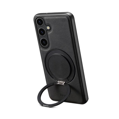 For Samsung Galaxy S25 5G Denior A14 Skin Feel Rotating Holder MagSafe Phone Case(Black) - Galaxy S25 5G Cases by Denior | Online Shopping UK | buy2fix