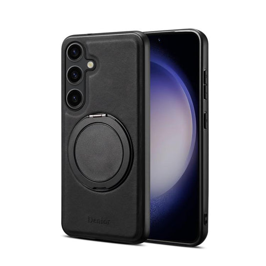 For Samsung Galaxy S25+ 5G Denior A14 Skin Feel Rotating Holder MagSafe Phone Case(Black) - Galaxy S25+ 5G Cases by Denior | Online Shopping UK | buy2fix