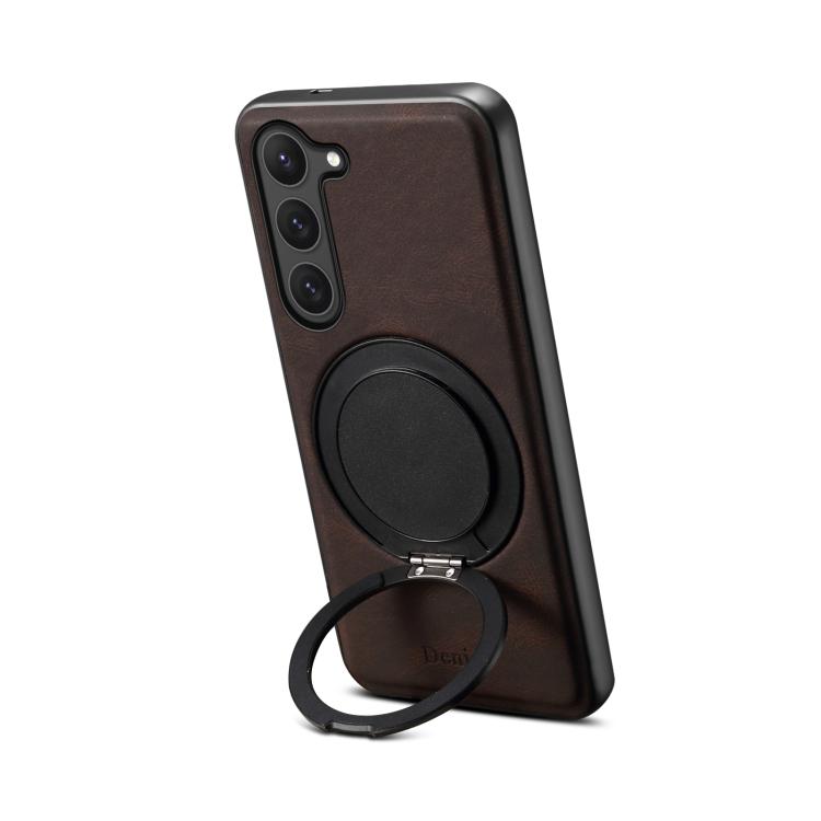 For Samsung Galaxy S23 5G Denior A14 Skin Feel Rotating Holder MagSafe Phone Case(Brown) - Galaxy S23 5G Cases by Denior | Online Shopping UK | buy2fix