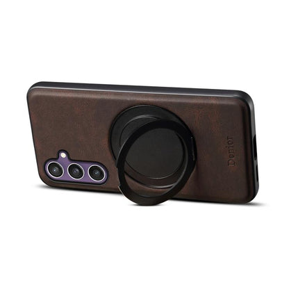 For Samsung Galaxy S23 FE 5G Denior A14 Skin Feel Rotating Holder MagSafe Phone Case(Brown) - Galaxy S23 FE 5G Cases by Denior | Online Shopping UK | buy2fix