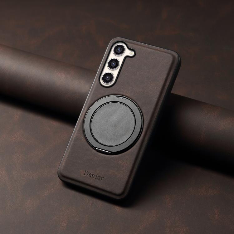 For Samsung Galaxy S23+ 5G Denior A14 Skin Feel Rotating Holder MagSafe Phone Case(Brown) - Galaxy S23+ 5G Cases by Denior | Online Shopping UK | buy2fix