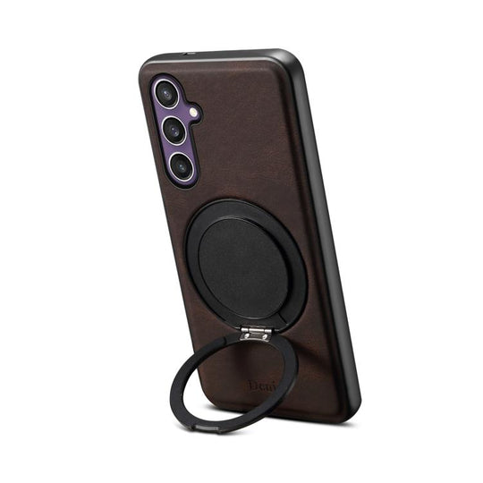 For Samsung Galaxy S24 5G Denior A14 Skin Feel Rotating Holder MagSafe Phone Case(Brown)