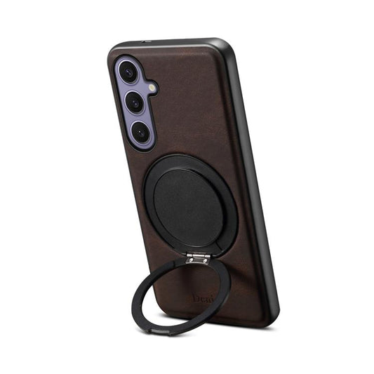 For Samsung Galaxy S24+ 5G Denior A14 Skin Feel Rotating Holder MagSafe Phone Case(Brown) - Galaxy S24+ 5G Cases by Denior | Online Shopping UK | buy2fix