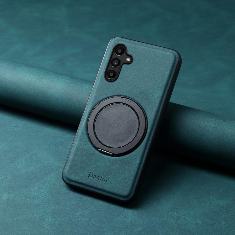 For Samsung Galaxy A15 5G Denior A14 Skin Feel Rotating Holder MagSafe Phone Case(Blue) - Galaxy Phone Cases by Denior | Online Shopping UK | buy2fix