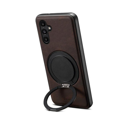 For Samsung Galaxy A15 5G Denior A14 Skin Feel Rotating Holder MagSafe Phone Case(Brown) - Galaxy Phone Cases by Denior | Online Shopping UK | buy2fix