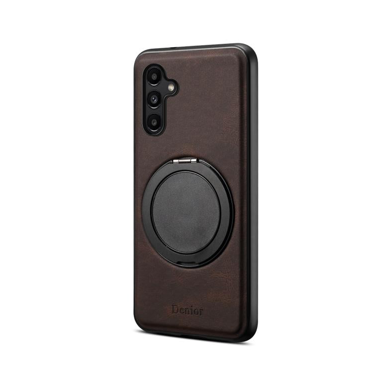 For Samsung Galaxy A15 5G Denior A14 Skin Feel Rotating Holder MagSafe Phone Case(Brown) - Galaxy Phone Cases by Denior | Online Shopping UK | buy2fix