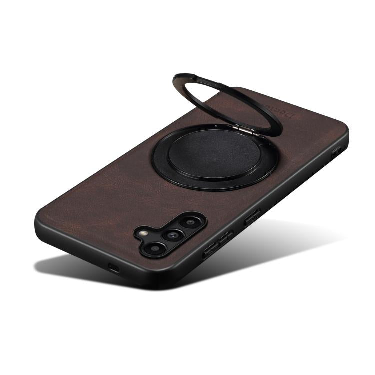 For Samsung Galaxy A15 5G Denior A14 Skin Feel Rotating Holder MagSafe Phone Case(Brown) - Galaxy Phone Cases by Denior | Online Shopping UK | buy2fix