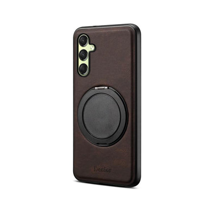 For Samsung Galaxy A16 5G Denior A14 Skin Feel Rotating Holder MagSafe Phone Case(Brown) - Galaxy Phone Cases by Denior | Online Shopping UK | buy2fix