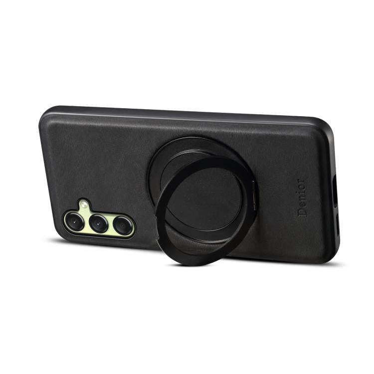 For Samsung Galaxy A16 5G Denior A14 Skin Feel Rotating Holder MagSafe Phone Case(Black) - Galaxy Phone Cases by Denior | Online Shopping UK | buy2fix